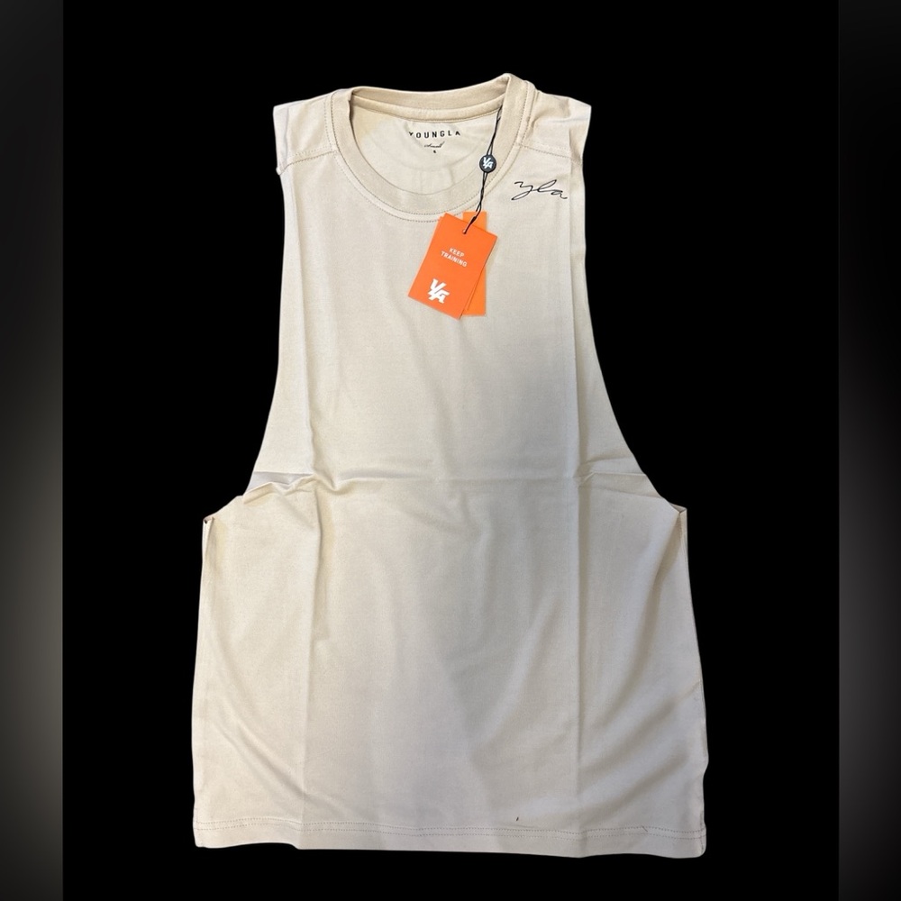 YoungLA Muscle T light sand/beige color with oversized arm openings Size: Small